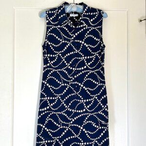 Equipment - Navy Silk Star Patterned Button-Up Dress Size S/P